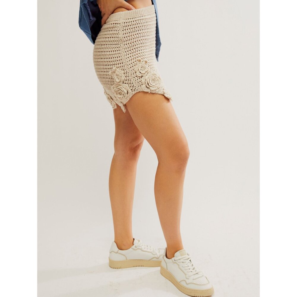 FREE PEOPLE Flora Crochet Mini Skirt / Natural - Picture 7 of 10